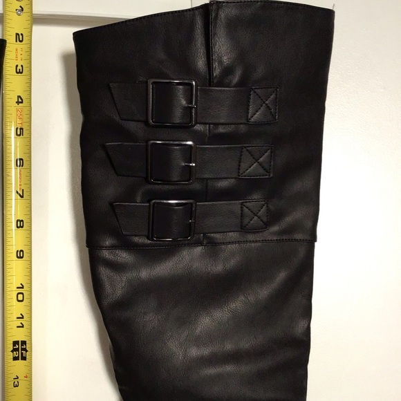 Over the Knee Combat Boots in Black - Picture 3 of 7